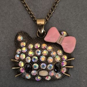 Kitty Style Pendant Necklace with Pink Bow - Labeled FYM